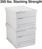 Staples Storage & Filing Box, Basic-Duty with Handles & Removeable Lid, Letter & Legal Size Documents, Stackable, 20-Pack, White/Black - Image 4