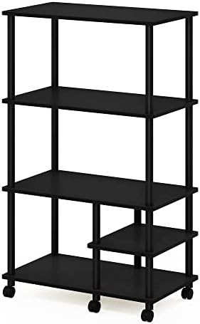 Furinno Turn-N-Tube Printer Stand, 4-Tier Printer Table with with Storage Shelf and Casters, Open Frame Standing Shelf, for CPU, Office Supplies, Home Office, Dark Americano - Image 4