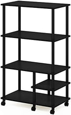 Furinno Turn-N-Tube 4-Tier Toolless Multipurpose Printer Stand Display Storage Shelf with Wheels, Americano/Black - Image 3