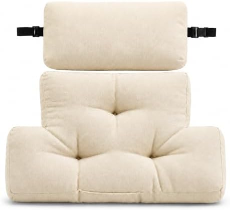 2 Piece Neck Pillow and Lumbar Support Back Cushion Set for Recliner, Beige by WhereEaseMeetsGrace
