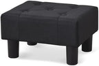 BRIAN & DANY Small Foot Stool, Linen Foot Stools with Legs, Stable Small Footstool for Living Room, Black by BRIANDANY