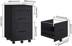 Panana 3 Drawer Wood Mobile File Cabinet, Under Desk Storage Drawers Small File Cabinet for Home Office (Black) - Image 3