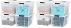 IRIS USA 72 QT Plastic Storage Box with Lid and Latches - 8 Pack - BPA-Free, See-Through Organizing Solution, Durable Nestable Stackable Containers, Secure Pull Handle - Clear by IRISUSA