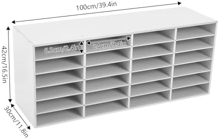 24 Compartments Literature Organizer, Desktop File Sorter Mail Center Paper Storage Cabinet Countertop Paper Organizer Storage, for Office Home School Documents Magazines (White, 24 Slots) - Image 4