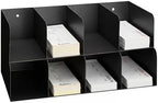 Gisafai Metal Check Sorter Organizer 8 Pocket, 2 Tier Black Iron Document Holder, 16 x 8 x 7.5 Inch, Wall Mountable, Heavy Duty Countertop Receipt Storage Rack for Bank, Office, Retail, Restaurant by Gisafai