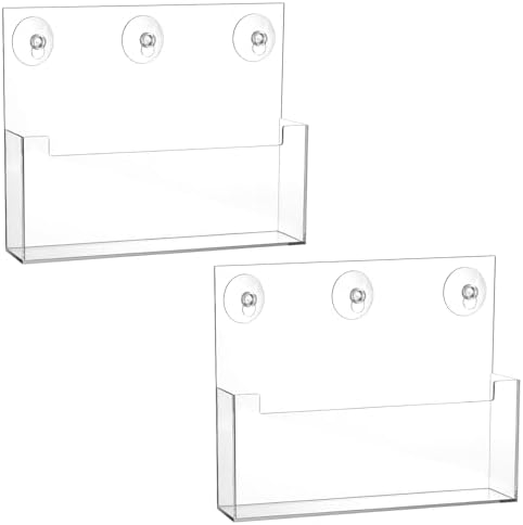 Thyle 2 Pcs Acrylic Brochure Holder with Suction Cups for Wall, 13x10 Inch by Thyle