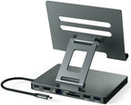 2026 iPad Pro Stand USB C Hub, Multiport Adapter for iPad Air M5 M4 M3 13 11 12.9 Inch Docking Station 4K 60Hz HDMI, RJ45 Ethernet, SD/TF Card Reader, USB 3.0 Port, iPad A16 Galaxy Tablet DeX Dock by Unknown