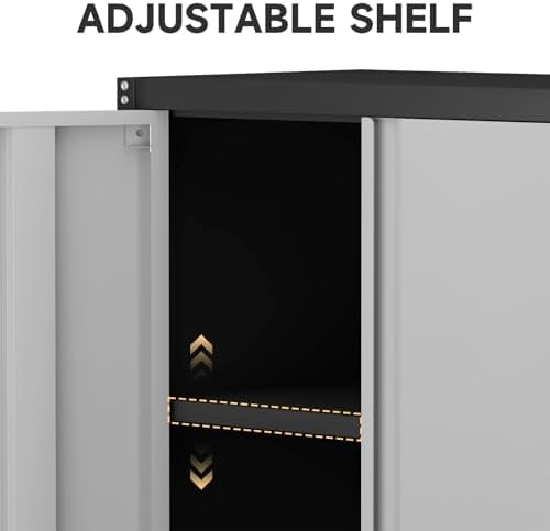 Locking Metal Wall Cabinet, 28" Metal Storage Cabinets with Doors and Shelf, Steel Garage Locker Mounted Small Tool Chest for Home Office, Kitchen, Pantry - Image 4
