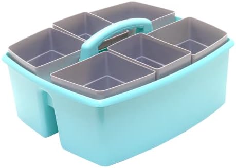 Storex Large Classroom Caddy with Cups, 13 x 11 x 6.575 Inches, Teal, Case of 2 (00984U02C) - Image 3