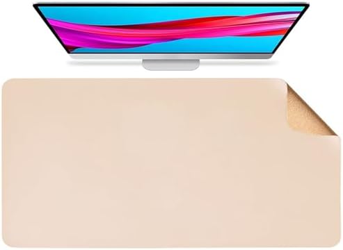 Large Cork Office Desk Mat, Dual-Sided Cork Leather Mouse and Keyboard Pad, Non-Slip Easy Clean Home Computer Mat Accessories(Apricot,140x60cm) by Unknown