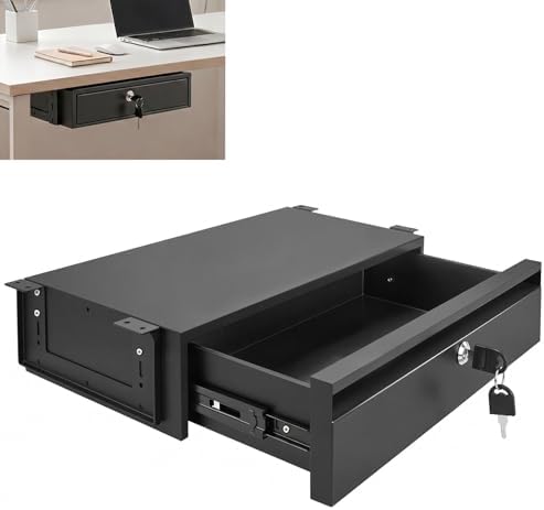 POPMOON 16in Under Desk Drawer Lockable Pull Out Storage Organizer by POPMOON