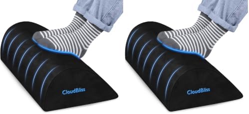 Foot Rest for Under Desk at Work,Office Desk Accessories with Soft Foam and Washable Removable Cover, Foot Stool for Office, Car, Home to Foot Support and Relax Ankles, Black (Pack of 2) by CloudBliss