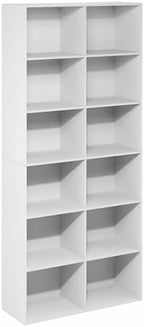 Furinno Basic Book Shelf, 12-Cube Bookshelf, Bookcase with Open Shelf, Cube Storage Organizer, 12 x 32 x 71, for Living Room, Home Office, White - Image 6