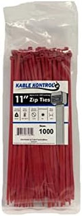 Kable Kontrol Cable Zip Ties, 11 Inch, 1000 Pcs, 50lbs Test, Red by KABLEKONTROL%C2%AE