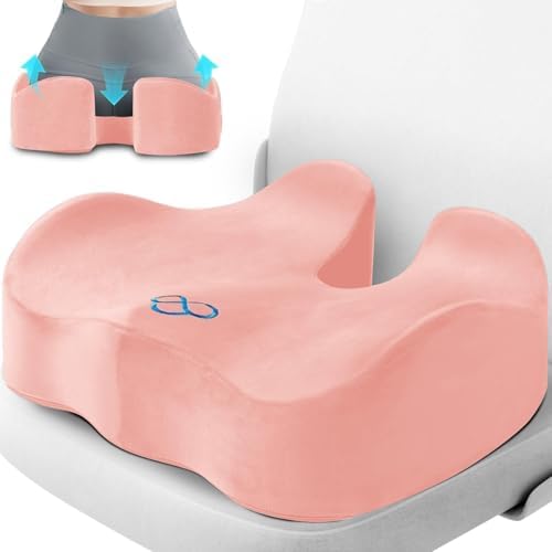 CushyOasis Seat Cushion, Office Chair Cushions, 5.28 in Thick (Pink) by CushyOasis