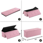 DocSafe Storage Ottoman Bench, Fireproof＆Waterproof Folding Bench with Lock(15”x 43”x15”), Leather Storage Chest with Handles＆2 Extra Boxes, Ottoman Safe for Bedroom,Living Room,Home Office, Pink - Image 3