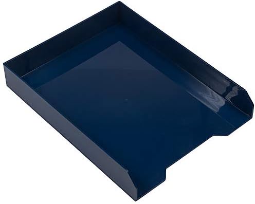 JAM PAPER Stackable Paper Trays - Navy Blue - Desktop Document, Letter, & File Organizer Tray - 2/Pack - Image 4