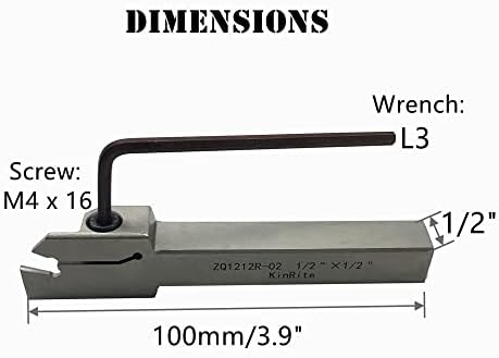 1/2" 3/8" Indexable Lathe Grooving Parting Holder with 10 Pieces GTN- SP200 Heavy Duty Nickel Plated ZQ1212R02 Right -Hand Cut Off Tool Carbide Inserts (1/2" ZQ1212R02 with 10pcs Inserts) - Image 3