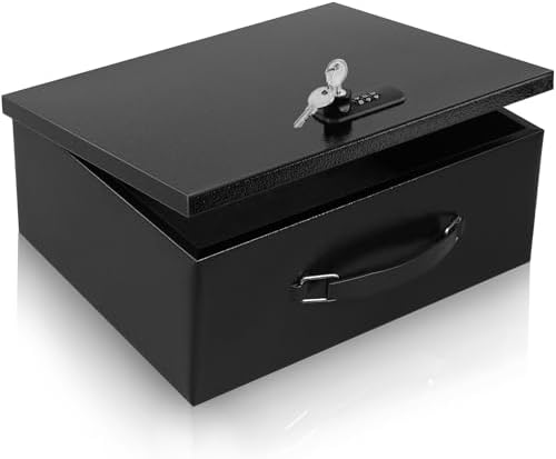 Dalmbox Fire Resistant Document Lock Box Safe Dual Key & Combo, Black by Dalmbox