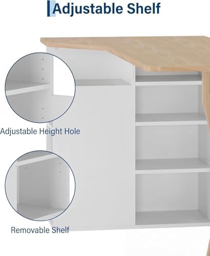 Garvee L Shaped Desk with Storage Shelves, Small Corner Desk for Small Spaces, Corner Table with 3 Tier Shelves, Home Office, Writing Study Gaming Desk Oak Wood - Image 4