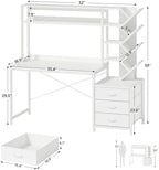 YOMILUVE 52" Computer Desk with Bookshelf, 3 Drawers ＆ Hutch for Bedroom - Image 2