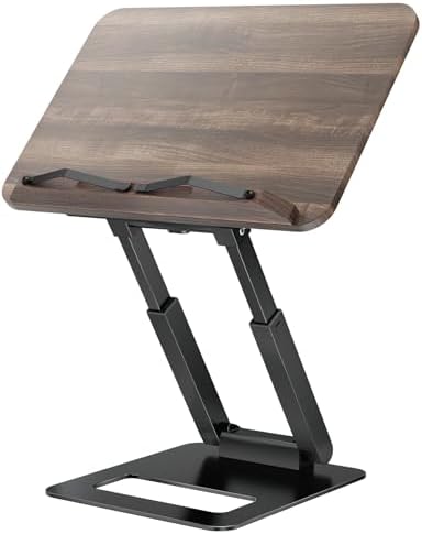 Tounee Telescopic Book Holder - Adjustable Height Cookbook Stand with Elastic Page Clips (Black) by tounee