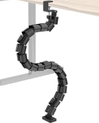Clamp-On Cable Management Spine, No-Drill Vertebrae Wire Hider for Glass & Wood Standing Desks, Tool-Free Adjustable Desk-to-Floor Cord Organizer Snake with Non-Scratch Silicone Padding by DeskLogics