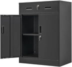 Wanfu Metal Storage Cabinet, 36" H x 28" W x 16" D Locking Cabinet with 1 Drawer and Adjustable Shelf, Metal Cabinets for Office, Garage, Home-Black by Wanfu