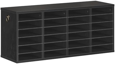 HOOBRO Literature Organizers, 24 Compartments Office Mailbox with Adjustable Shelves, Wood Countertop Literature Sorter for Office, Home, Classroom, Mailrooms Organization Black BK64WF01 by HOOBRO