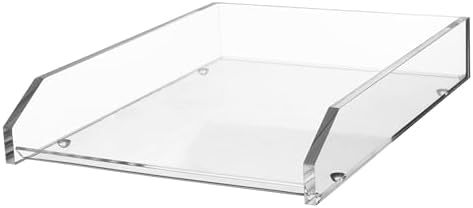 Kantek Clear Acrylic Large Letter Tray, Stackable Desk Organizer, Front Loading, 10.6" x 13.9" x 2.5", Non-Skid Feet, Office Organizer, Desk Accessory by Kantek