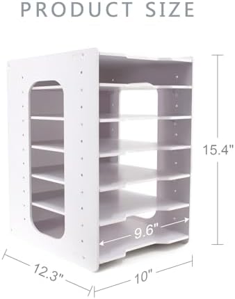 SONGWAY File Organizer for Desk - 7 Tier Document Holder with Removable Shelves, Letter Mail Rack, File Sorter Organizer, A4 Paper Storage Holder, Desktop Organizer for Home Office School, White - Image 6