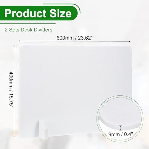 PATIKIL Desk Dividers 24" x 16", 2 Pack Desk Privacy Panel Freestanding Noise Reducing Partition Acoustic Panel with 4Pcs Support Feet for Testing Office Home Library Pure White Style C - Image 2