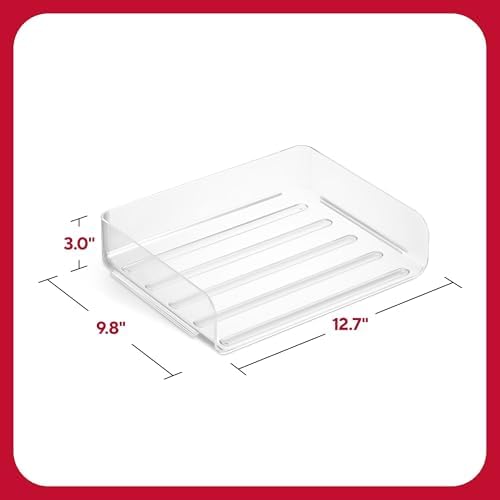 TRU RED Side-Load Stackable Plastic Letter Tray, Clear, 6-Pack - Image 2