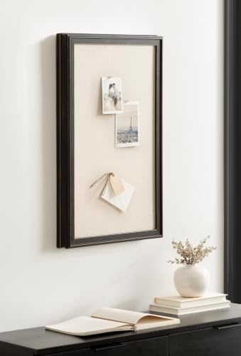 Kate and Laurel Oakhurst Rectangle Framed Linen Fabric Pinboard, 15 x 24, Black, Traditional Decorative Bulletin Board with Stepped Profile for Use as Motivational Vision Board or Wall Organization - Image 4