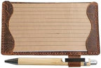 Genuine Leather Note Index Card Holder Slim Pocket Sleeve 3 x 5 Cover for Travel Sleeve 3" x 5" (12.7cm x 7.6cm) Vertical Note Card Case Weatherproof 05 (Flower Brown, 3 x 5) by JJNUSA