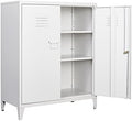 SISESOL White Metal Cabinet with Doors and Shelves,40" Metal Storage Cabinet with Lock Door Adjustable Shelf,File Cabinets for Home Office,School,Kitchen,Garage Storage Tool Cabinets by SISESOL