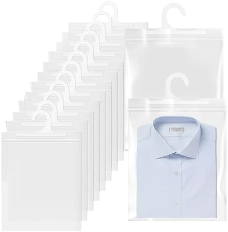 30 Pack Hanging Storage Bags, Headphone Storage Classroom Large Hook Clear Plastic Bags for Classroom Library and Pharmacy Use (6.29 * 10.62 Inches) by TOWEBOORY