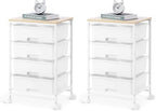 SYKIARIOL Rolling Cart with Drawers, 4-Drawer Utility Cart, Bright White (Pack of 2) by SYKIARIOL