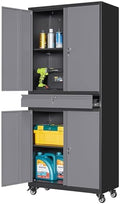 Yizosh Metal Garage Storage Cabinet with Locking Doors and Adjustable Shelves, -73" Steel Rolling Tool Storage Cabinet with 4 Wheels and 1 Drawer for Garage,Office,Warehouse by Yizosh