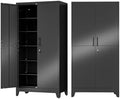 Black Kitchen Pantry Cabinets, 79 Metal Lockable Storage for Office by RISTERN