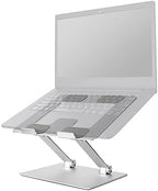 Amazon Basics Sturdy and Portable Ergonomic Laptop Stand for Desk, Height Adjustable Riser with Ventilated Cooling, Foldable, Fits all Laptops up to 15.6 Inch, Silver - Image 5