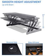 Rocelco 37.5" Deluxe Height Adjustable Standing Desk Converter with Anti Fatigue Mat BUNDLE - Quick Sit Stand Up Computer Workstation Riser - Large Retractable Keyboard Tray - Black (R DADRB-MAFM) - Image 4