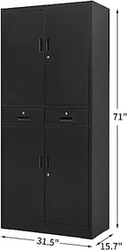 CJF Metal Storage Cabinet, 71" H Metal Cabinets with Adjustable Shelves and Drawers, Locking Storage Cabinet for Pantry, Office, Garage, Home, School, Utility (Black) - Image 3