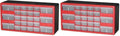Akro-Mils 26-Drawer Plastic Drawer Storage Cabinet for Garage Organization, Bead Organizer, Building Bricks Storage, Teacher Toolbox, Makeup Organizer, 20-Inch W x 6-Inch D x 10-Inch H, 10126 Red by Akro-Mils
