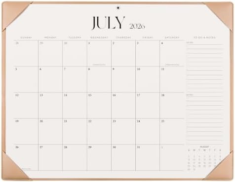 Simplified Desk Calendar 2026-2027 with Desktop Mat, Large Desk Pad Calendar from July 2026 to December 2027, 22 x 17 Inch, Desk Blotter Calendar for Home Office and School, Easy Planning, Apricot by Jokotha