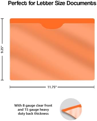 Orange Plastic Folders with Closed Sides, Doctor Stuff, Letter Size, Pack of 50 Clear Front Top Loading Job Jacket, Documents Holder for Office and Medical Files, Pack of 50 - Image 2