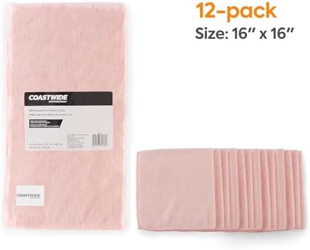 Coastwide Professional Microfiber Wipers, Pink, 24/Carton - Image 2