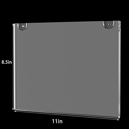 HIIMIEI Acrylic Clear Wall Mount Sign Holders 8.5 x 11 Horizontal 6 Pack - Image 2