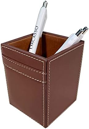 Dacasso Rustic Brown Leather Pencil Cup, 3.25 x 3.25 x 4.00 by Dacasso