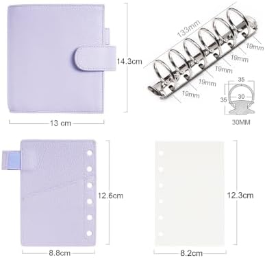 Moterm Pocket Luxe Rings Planner - Genuine Leather Binder Organizer (30mm Ring, Pebbled-Lavender) - Image 6